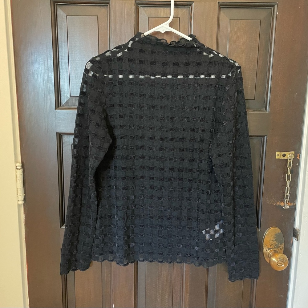 Find Me Now Black Sheer Checkered Long Sleeve Top - Picture 2 of 6